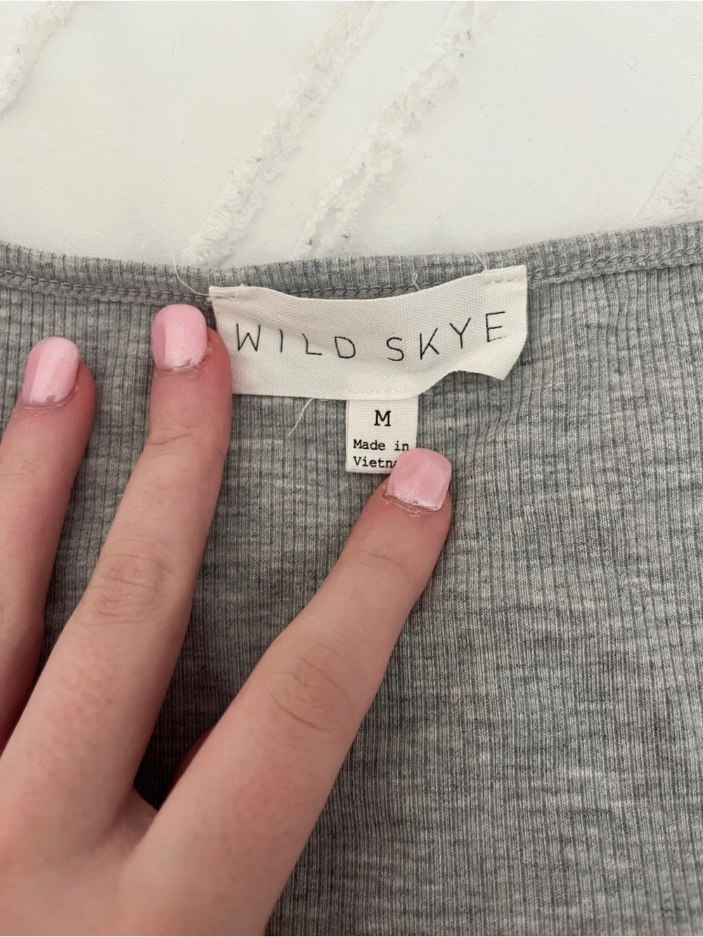 Light Grey Ribbed Button Crop Top - Picture 3 of 3